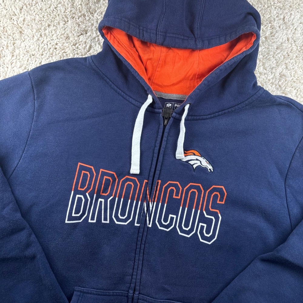 NFL Fanatics Men Full Zip Hoodie 2XL Navy‎ Blue Denver Broncos Football